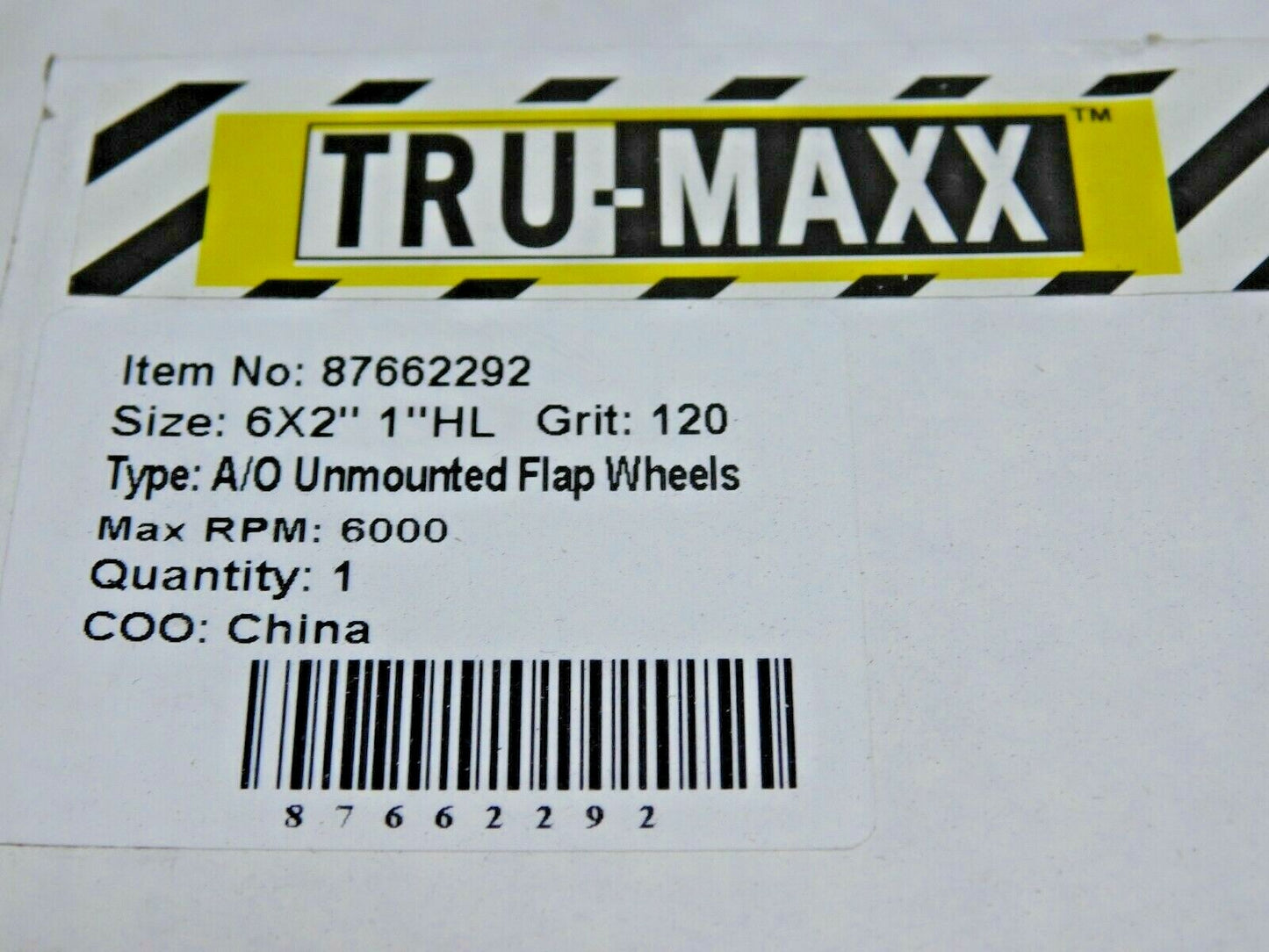 Tru-Maxx Aluminum Oxide Unmounted Flap Wheels 6"x2"x1" HL 120G QTY 2 87662292