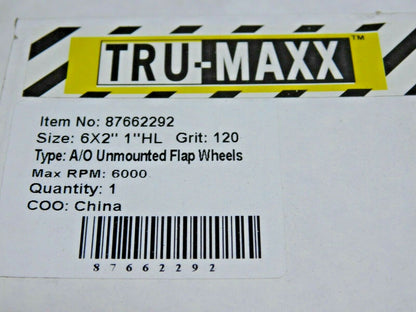 Tru-Maxx Aluminum Oxide Unmounted Flap Wheels 6"x2"x1" HL 120G QTY 2 87662292