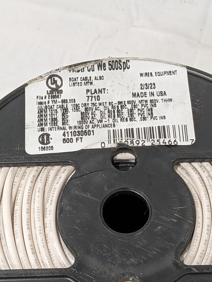 SOUTHWIRE Machine Tool Wire 14 AWG, White, 500' L, Polyvinylchloride 411030501