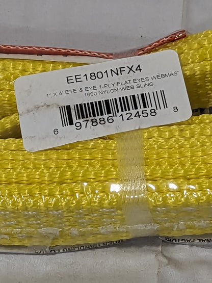 LIFT-ALL Flat Eye & Eye, Type 3 Web Sling: 4' Long, 1" Wide EE1801NFX4