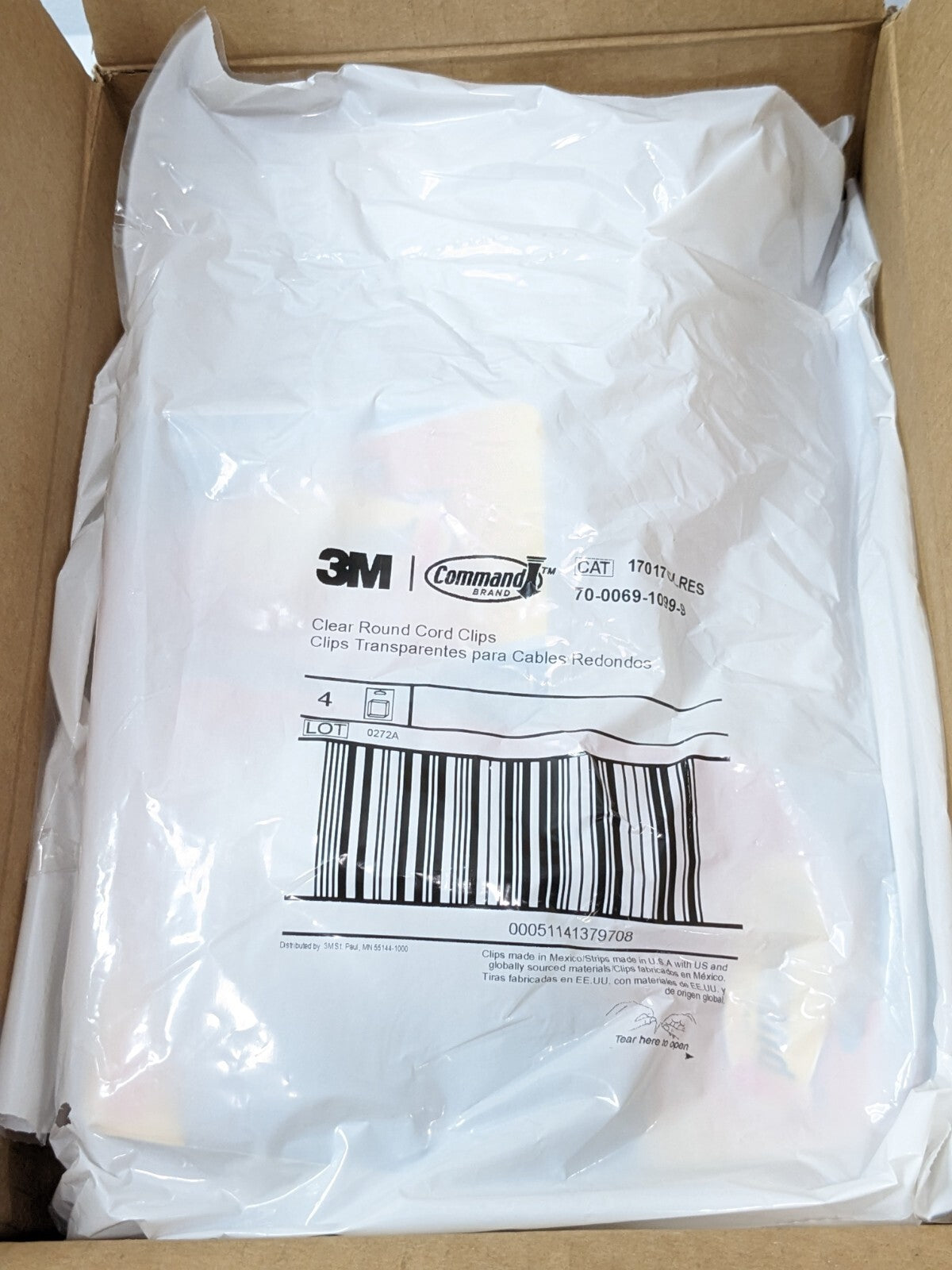 LOT of 24 3M Command Clear Round Cord Clips 17017CLRES 7100027385