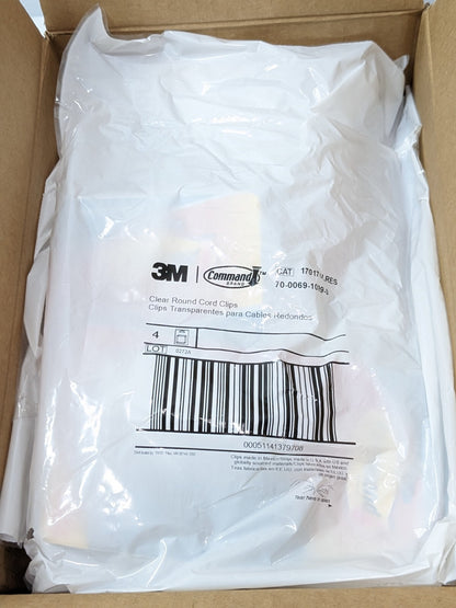 LOT of 24 3M Command Clear Round Cord Clips 17017CLRES 7100027385