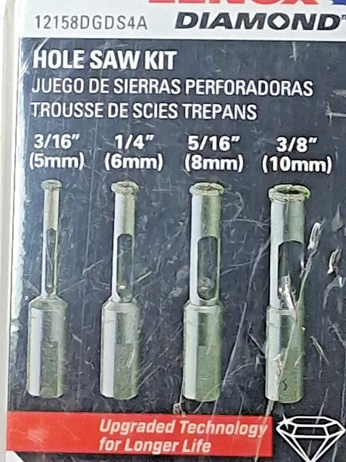 Lenox General Purpose Hole Saw Kits 4Pc 3/16 to 3/8" Dia 12158DGDS4A