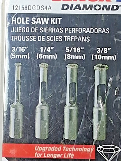 Lenox General Purpose Hole Saw Kits 4Pc 3/16 to 3/8" Dia 12158DGDS4A