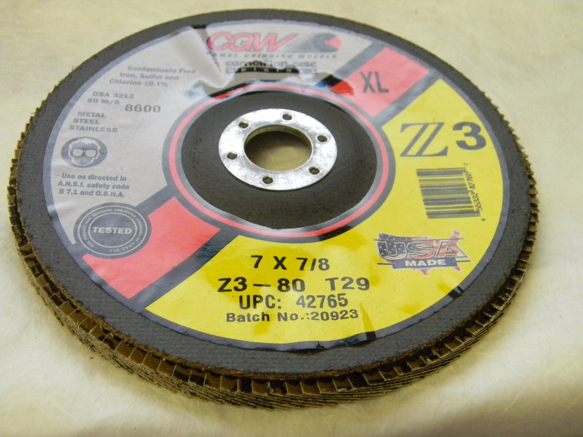 CGW Alumina Flap Disc 7" x 5/8-11 Threaded Hole Coated Zirconia QTY 5 42765