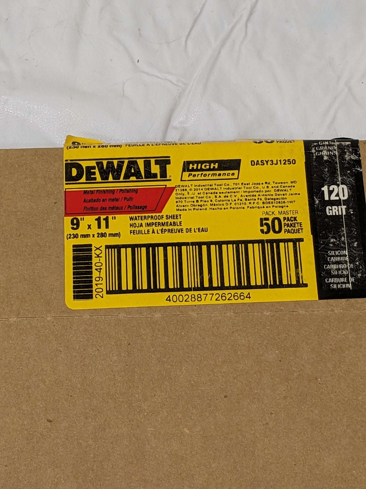 DeWALT 120 Grit, Silicon Carbide Sanding Sheet Qty 50 DASY3J1250