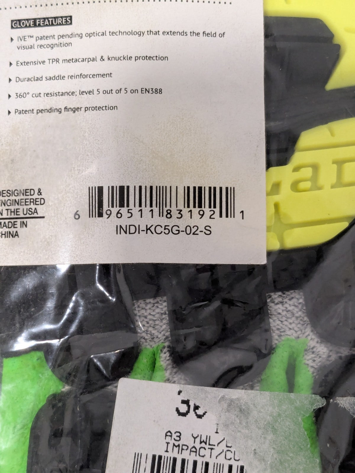 IronClad Impact Gloves, Sz S, Foam Nitrile Palm, 10" Long 2 Pairs INDI-KC5G