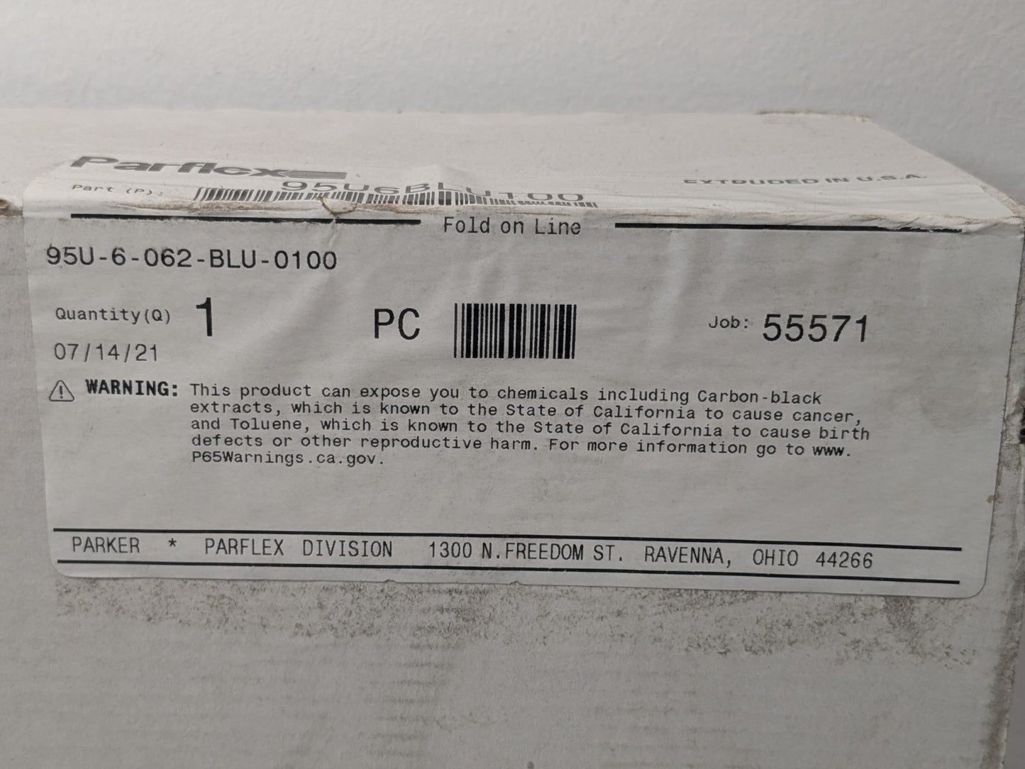 100 FT Parker Polyurethane Blue Tube 1/4" Inside Dia 3/8" Outside Dia 95U6BLU100