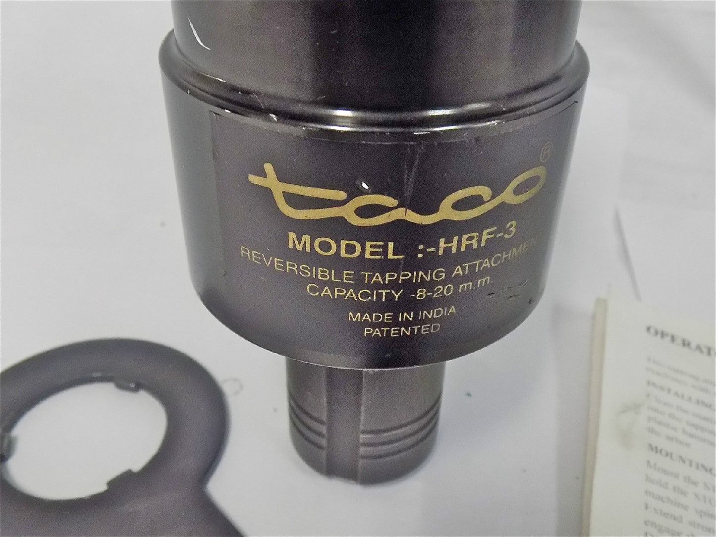 Taco Reversible Tapping Attachment JT3 5/16" 3/4" Tap Cap. HRF-3 M8-M2