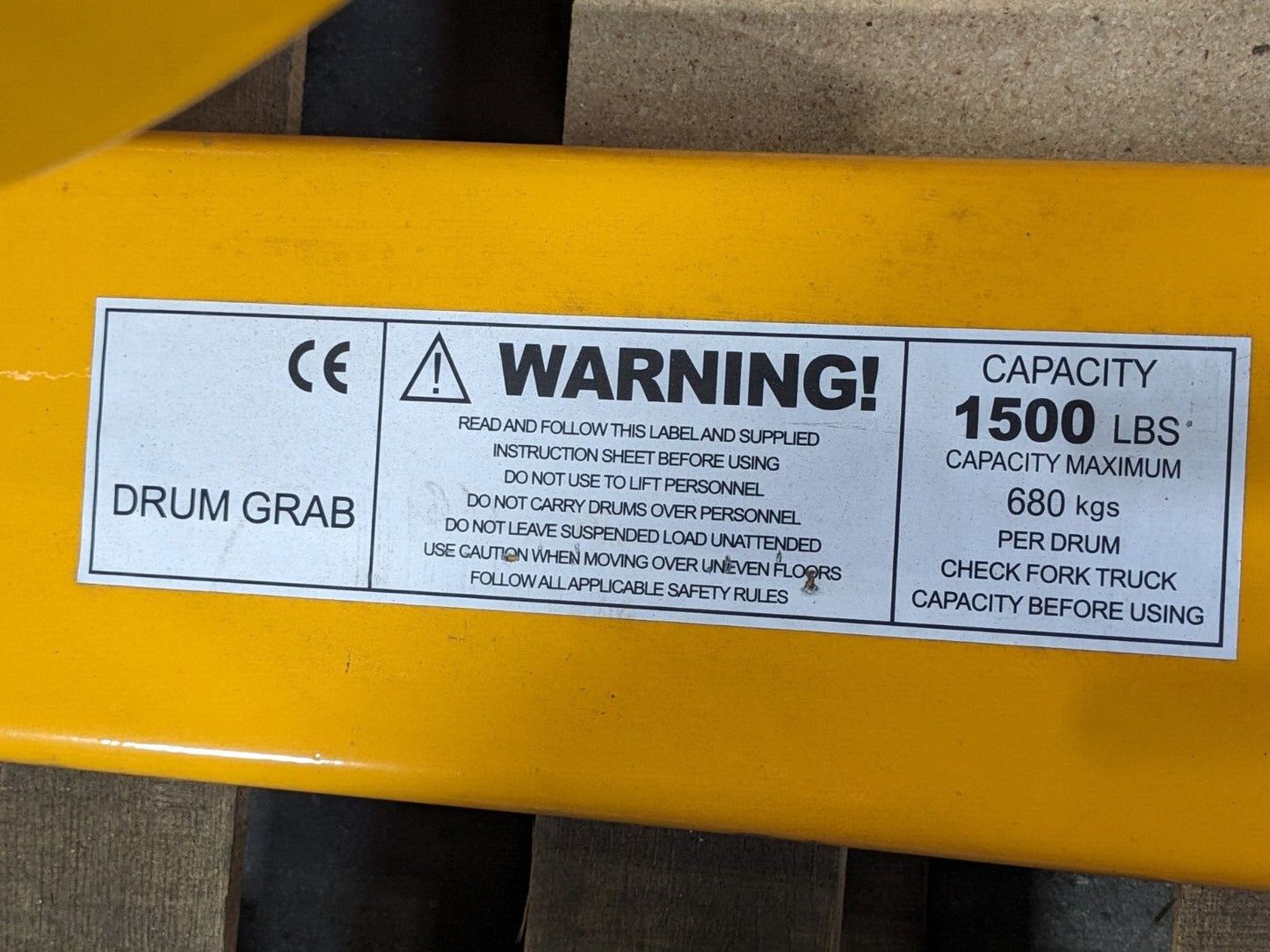 Forklift Mounted Steel Drum Grab for 55 Gallon Drums 1500 Lb. Capacity