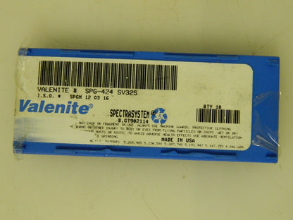 Valenite Indexable Carbide Turning Inserts 10 Pack SPG424 SV325 SPGN120316 04851