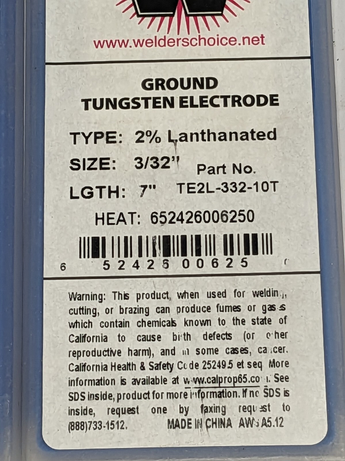 Welder's Choice Ground Tungsten Electrode 3/32" x 7" Qty 20 TE2L-332-10T