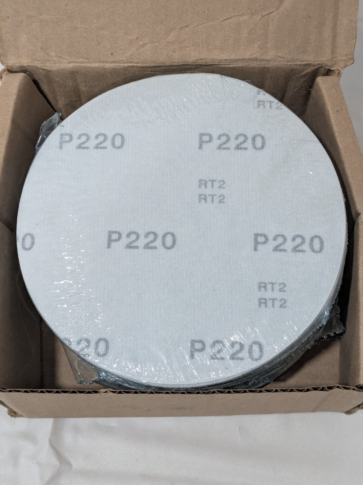 (100) Hook & Loop Disc: 6" Dia, 220 Grit, Coated, Silicon Carbide 809775-60629