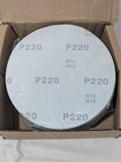 (100) Hook & Loop Disc: 6" Dia, 220 Grit, Coated, Silicon Carbide 809775-60629