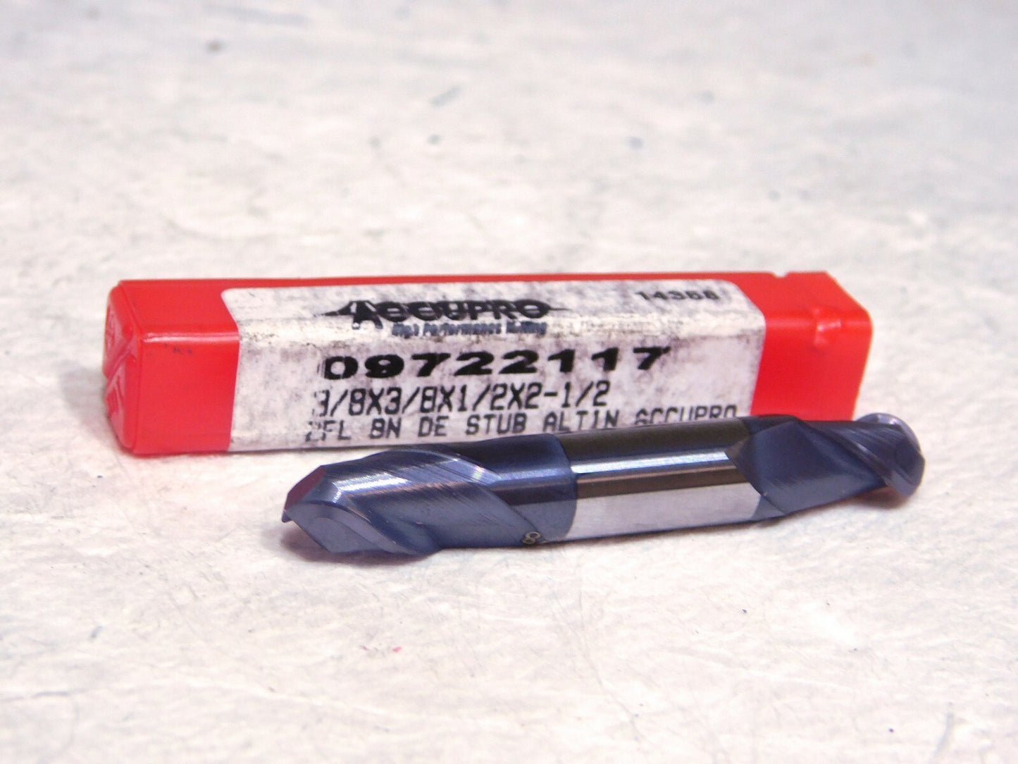 Accupro Solid Carbide Dbl Ball End Mill 3/8 Dia 1/2 LOC 2Fl 2.5 OAL 09722117