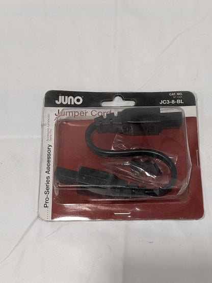 Juno 8" Jumper Cord, 3-Wire, Black Finish JC3-8-BL