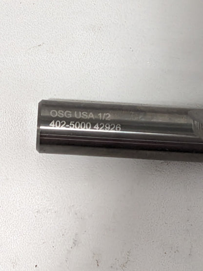 OSG Square End Mill: 1/2" Dia, 1" LOC, 2 Flute, Solid Carbide 402-5000