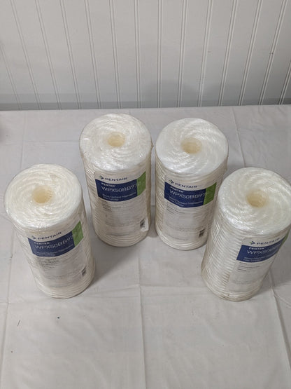 (4) Pentair Water Cartridge Filter: 4-1/2" OD, 9-7/8" L, 50 micron WPX50BB97P