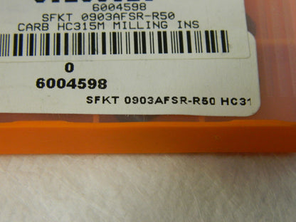 Hertel Carbide Milling Insert SFKT0903AFSR R50 HC315M QTY 10  6004598