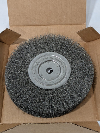 Weiler Wheel Brush: 8" Wheel Dia, 1/2" Face Width, 0.0140" Wire Dia 75843482