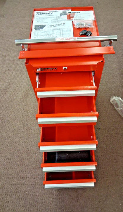 Kennedy Red Steel Side Cabinet 5 Drawer 185XR