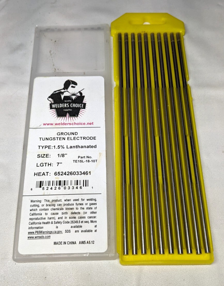 WELDER'S CHOICE TIG Welding Rod 7" OAL  1/8" Dia Tungsten *10 Pack* TE15L-18-10T
