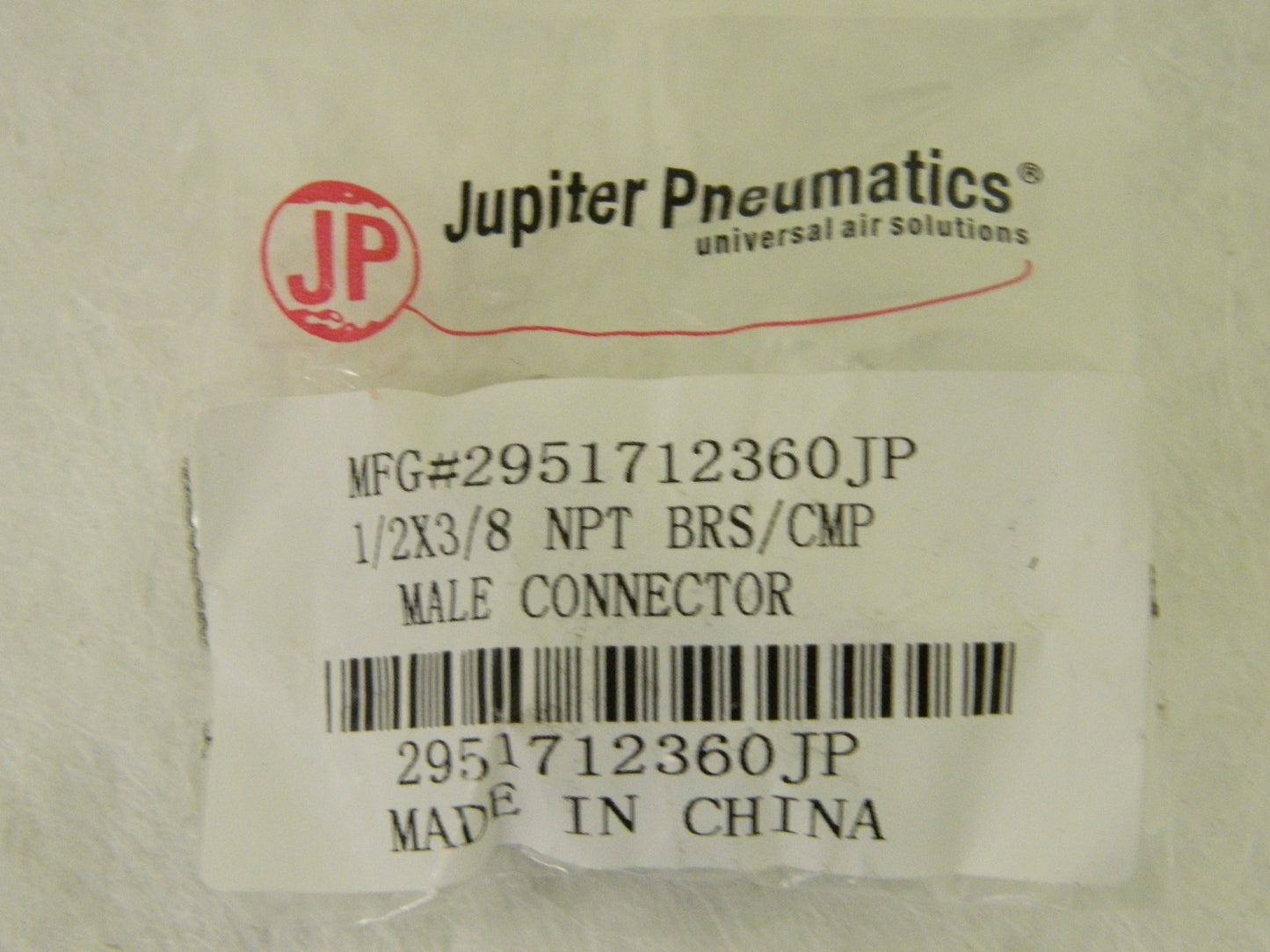 Jupiter Pneumatics Male Connector 1/2" OD 3/8" NPT Thread QTY 10 29517