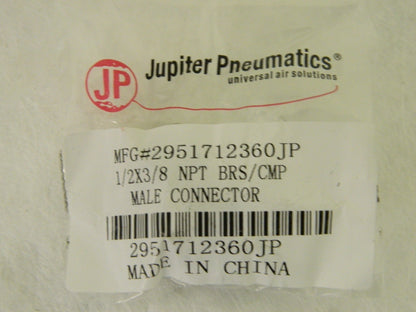 Jupiter Pneumatics Male Connector 1/2" OD 3/8" NPT Thread QTY 10 29517