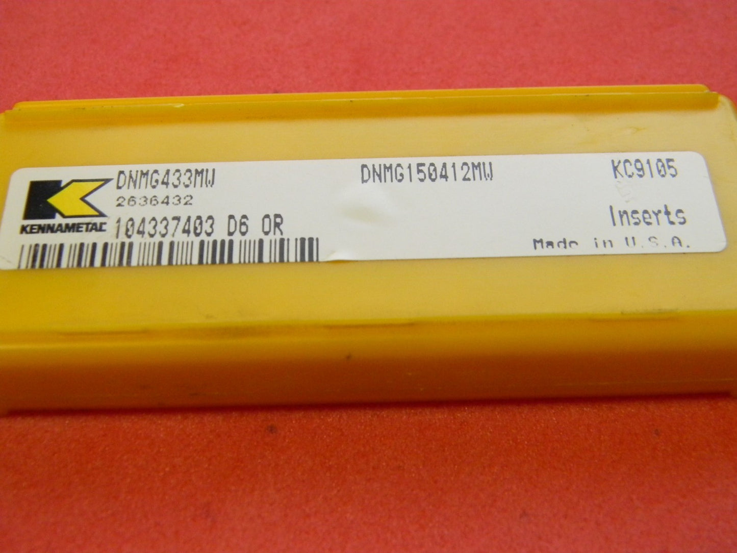 Kennametal DNMG433 MW Grade KC9105 Carbide Turning Insert QTY 5  2636432