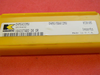 Kennametal DNMG433 MW Grade KC9105 Carbide Turning Insert QTY 5  2636432