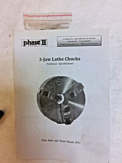 Phase II Manual Lathe Chuck 6" 3 Jaw Self Centering 559-113