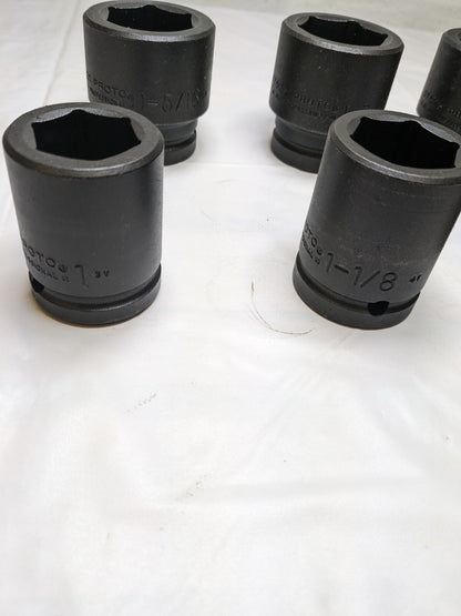 PROTO Deep Impact & Standard Socket Set: 6 Pc 1 to 1-1/2" J73103 INCOMPLETE