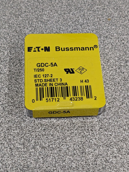Bussmann Cartridge Time Delay Fuse: 5 A, 20 mm OAL, 5 mm Dia Qty 5 GDC-5A
