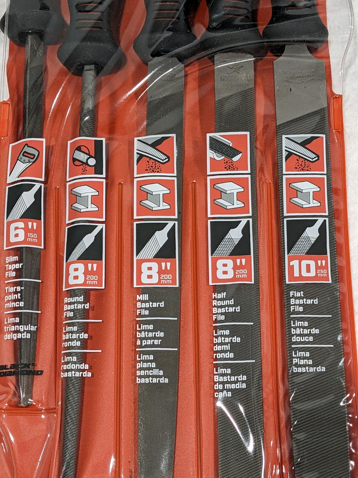 Nicholson 5Pc File Set With Ergonomic Handles 6", 8" &amp; 10" 22
