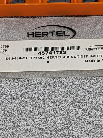 HERTEL E4.00L6MF HP240C Carbide Cutoff Insert Qty 10 45741782