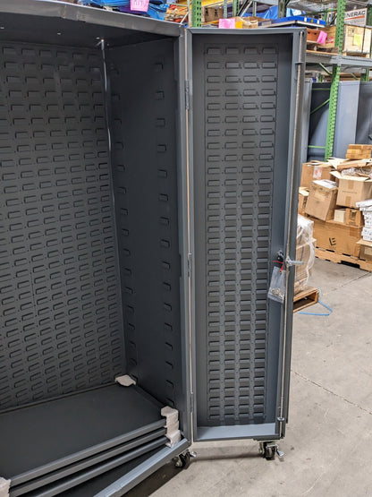 Durham Mobile Storage Cabinet w/ Bins 3-Shelf 76 x 36 x 24 Scratch N Dent