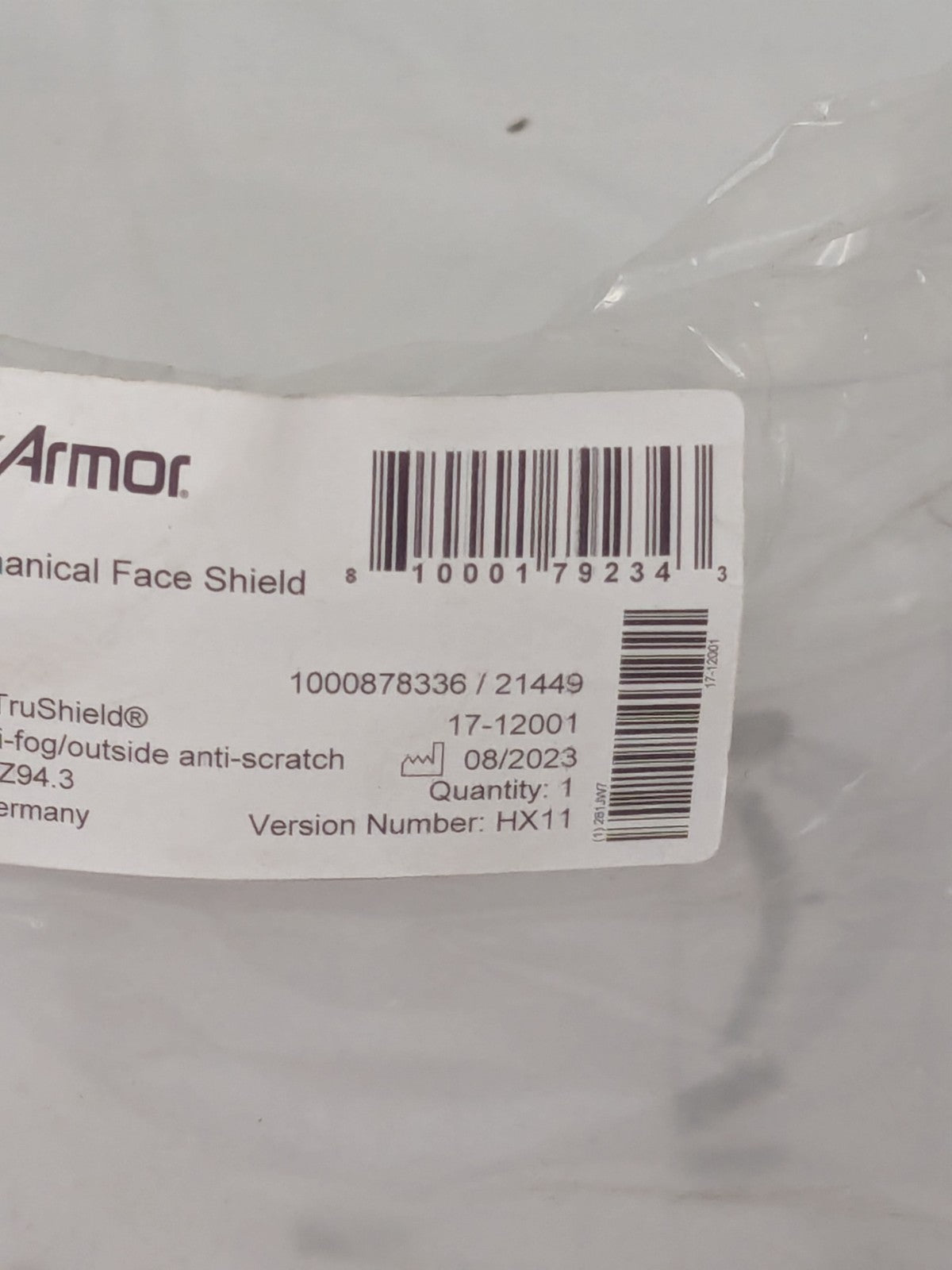 HexArmor Hard Hat Faceshield: Polycarbonate, 10" High, 11" Wide 17-120
