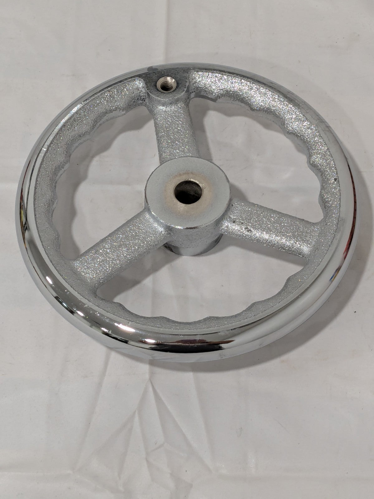 GIBRALTAR 8" Spoked Straight Handwheel: Chrome-Plated 3 Spokes FCIHW-8-STR-G