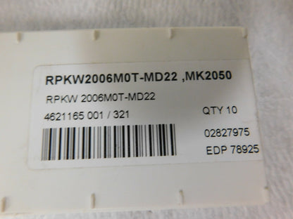 Seco RPKW2006M0 MD22 Grade MK2050 Carbide Milling Insert QTY 10 78925
