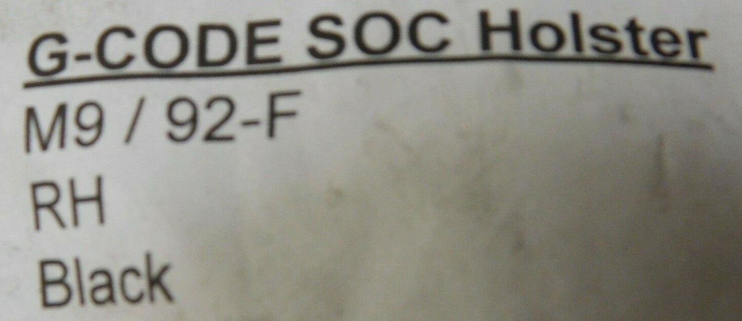 Soc Rig Handgun Holster Black RH M9/92-F  SOC0071010100 5107