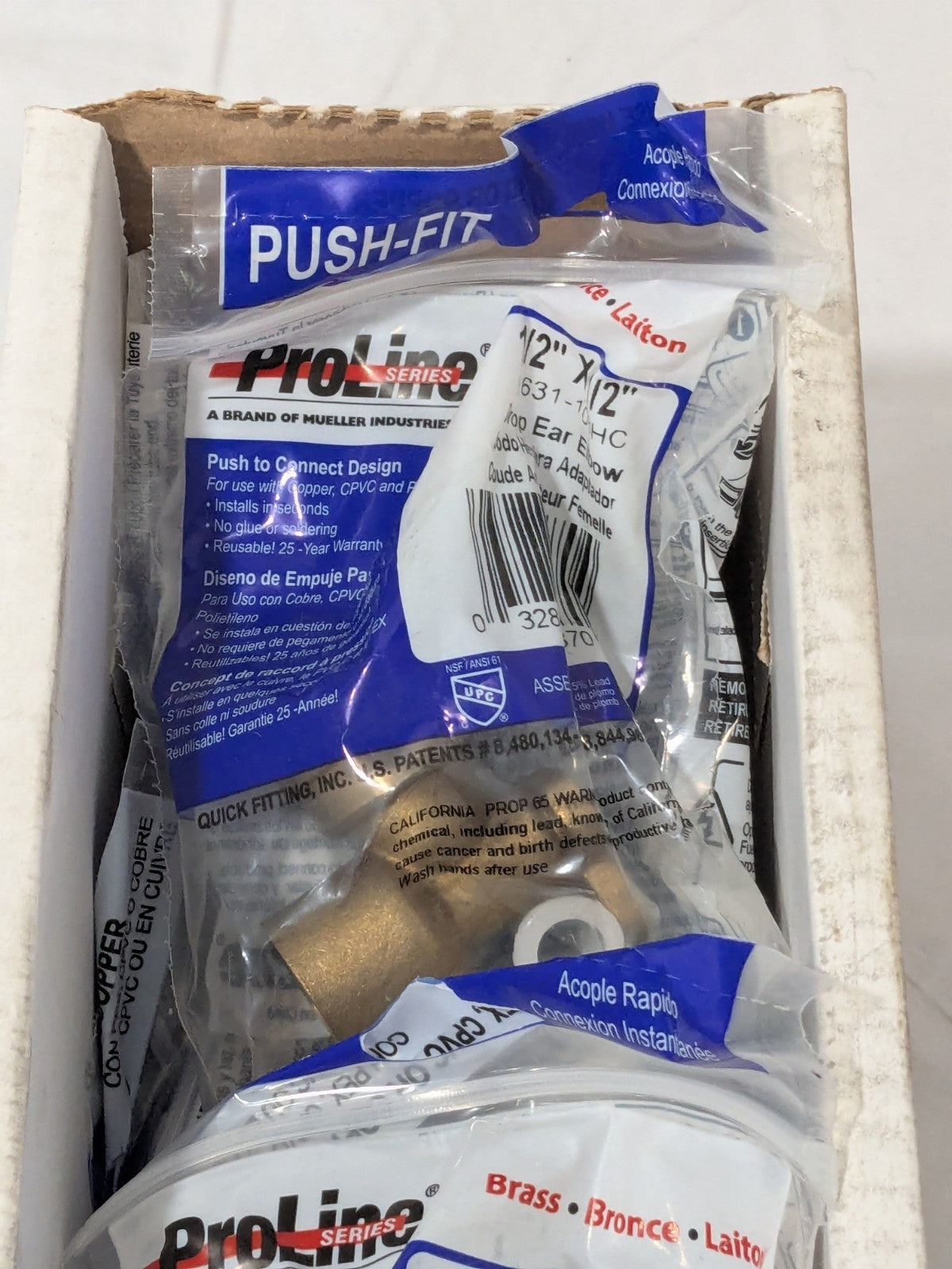 1/2" Push-to-Connect Tube x FNPT x Tube x Female Fitting Qty 10 631-103HC