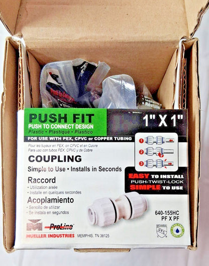 ProLine Plastic Push Fit 1 in CTS Union Coupling PEX CPVC QTY9 640-155HC