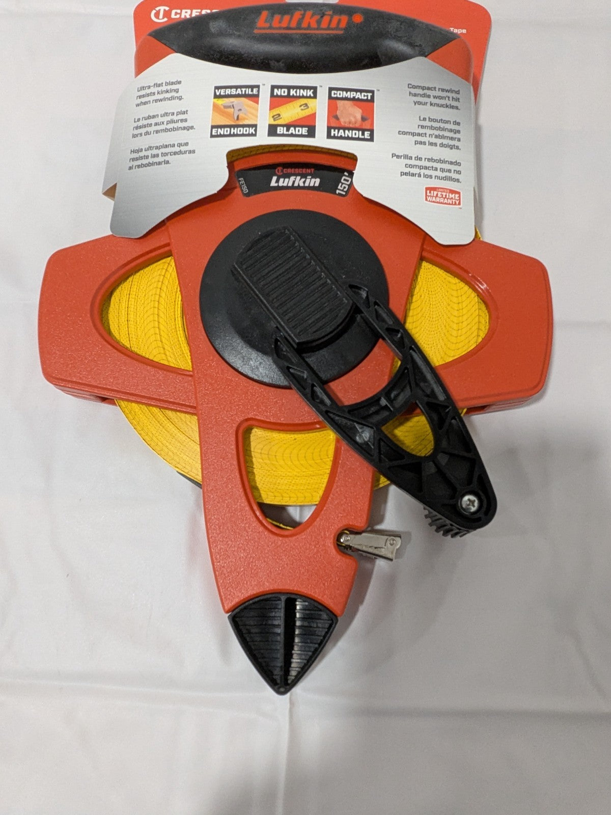 Lufkin Tape Measure: 150' Long, 1/2" Width, Yellow Blade FE150
