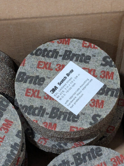 3M Deburring Wheel: 3" Dia, 1/2" Width, 3/8" Hole Box of 20 61500128394