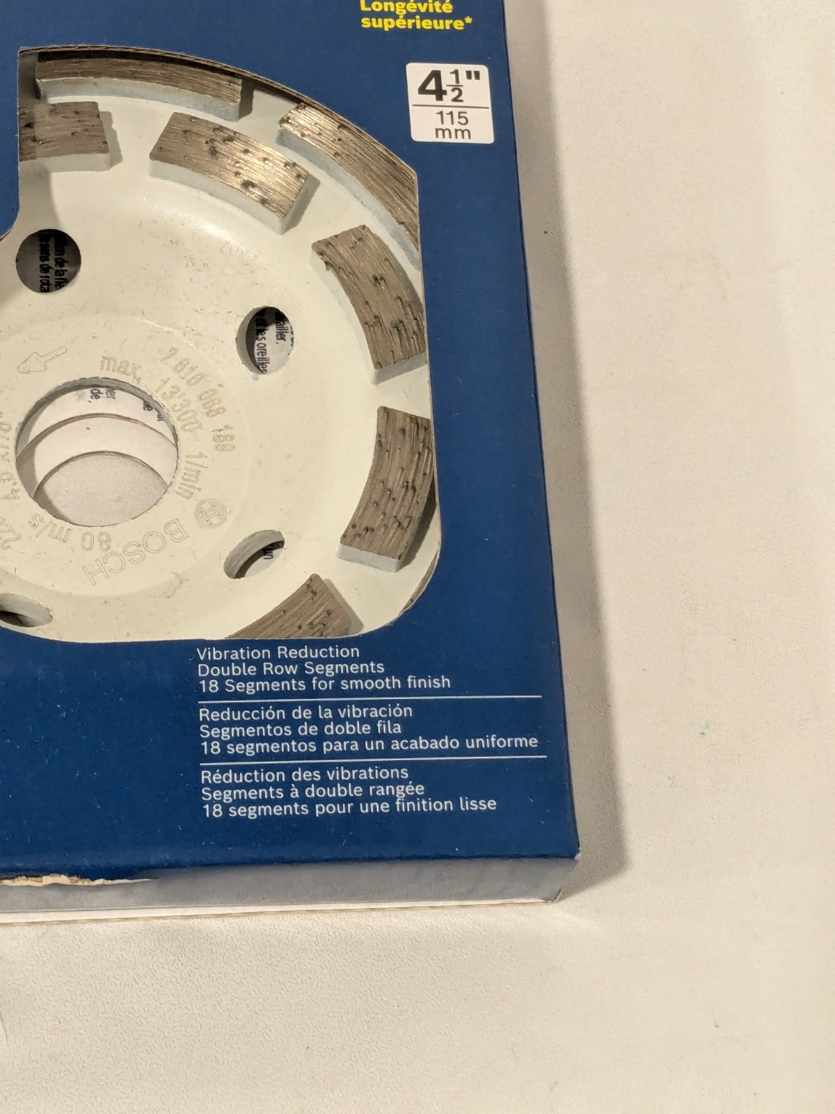 BOSCH 4-1/2" Double Row Segmented Diamond Cup Wheel for Concrete DC4518