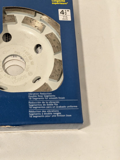BOSCH 4-1/2" Double Row Segmented Diamond Cup Wheel for Concrete DC4518