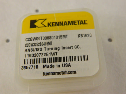 KENNAMETAL Turning Insert: CCGW3252S0415MT KB1630 3657710