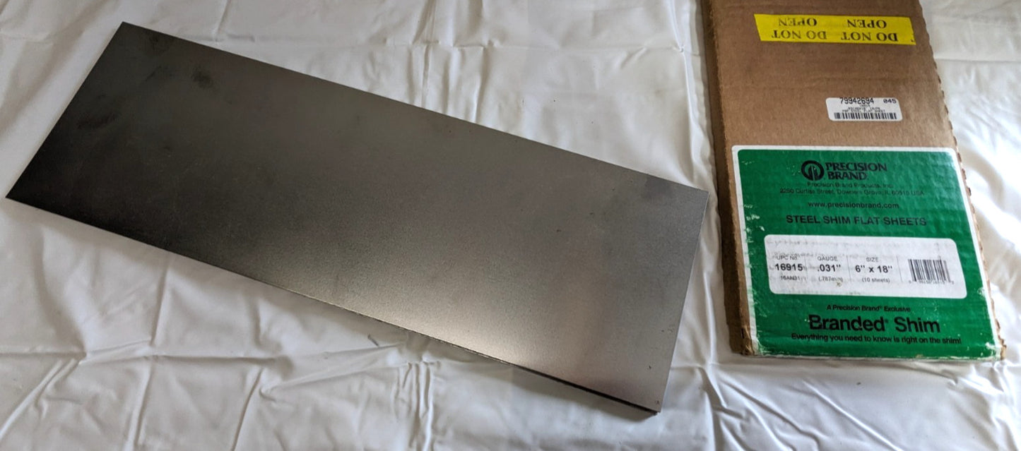 PRECISION BRAND Metal Shim Stock   Steel   0.031" x 18" x 6"   16