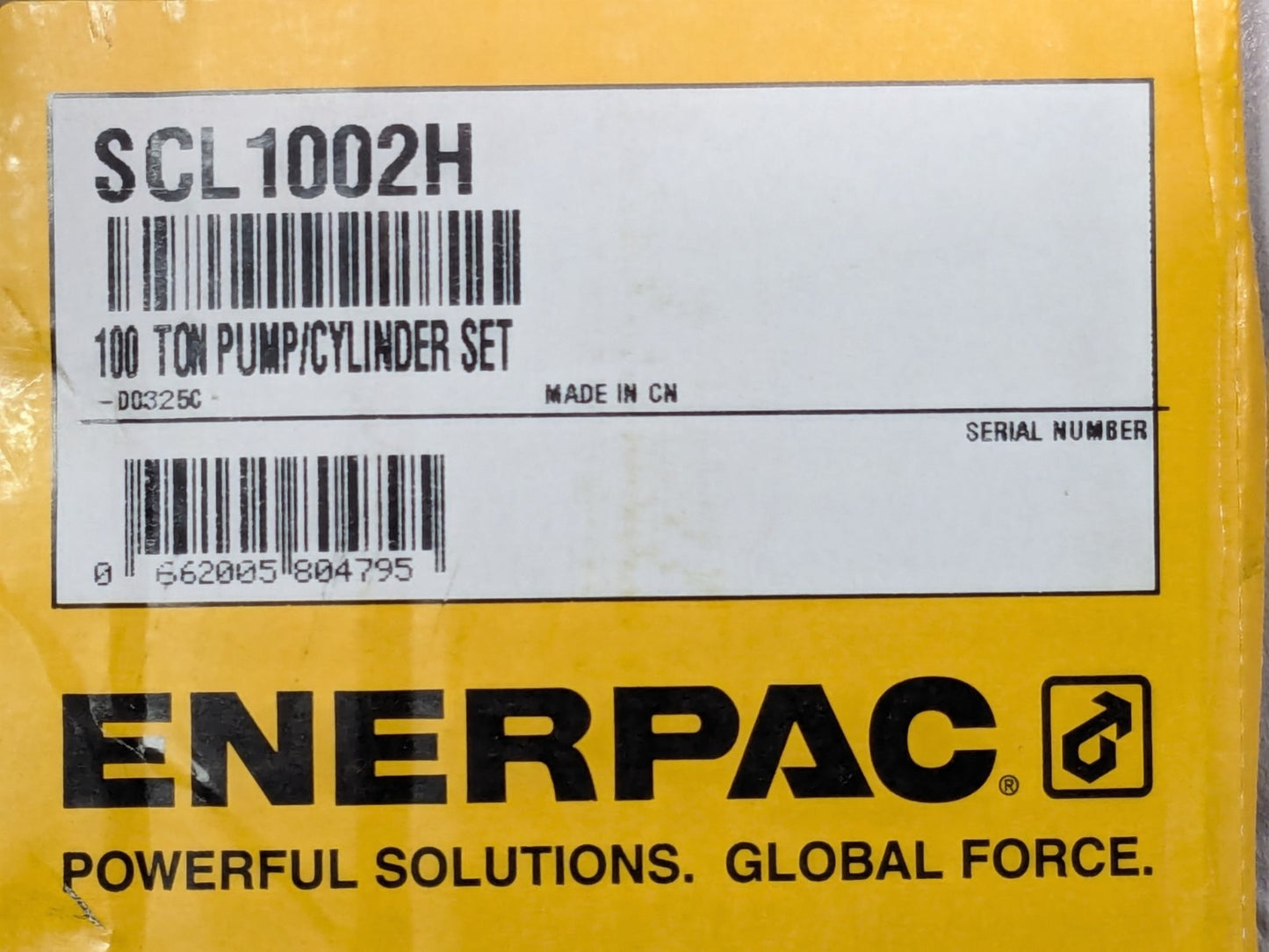Enerpac Low Height Hydraulic Cylinder & Hand Pump Set 100T 2.25" Stroke SCL1002H