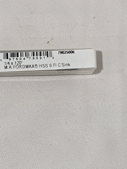 M.A. FORD Countersink: 1/4" Head Dia, 120º, 6 FL 79025006